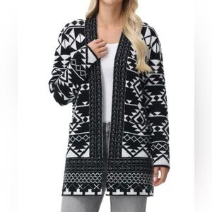 Frye Black and White Patterned Women's Cardigan